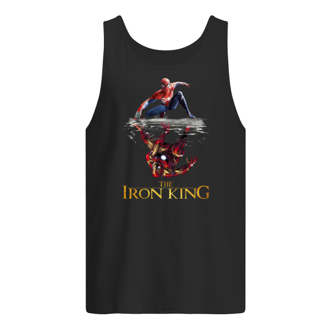 The iron king iron man and spider man water reflection men's tank top