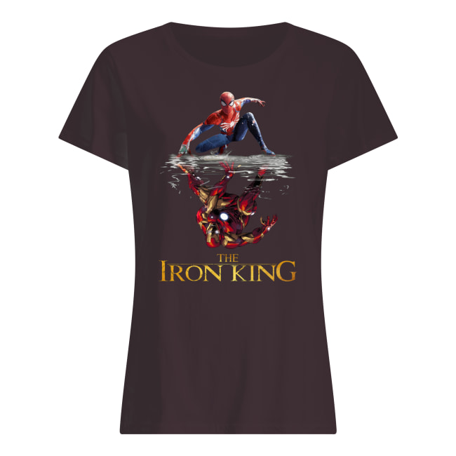 The iron king iron man and spider man water reflection women's shirt