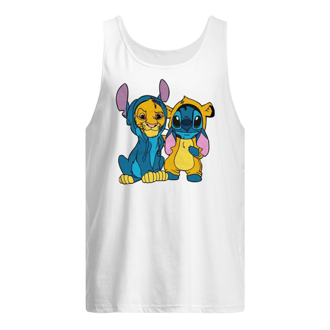 The lion king simba and stitch is best friend men's tank top