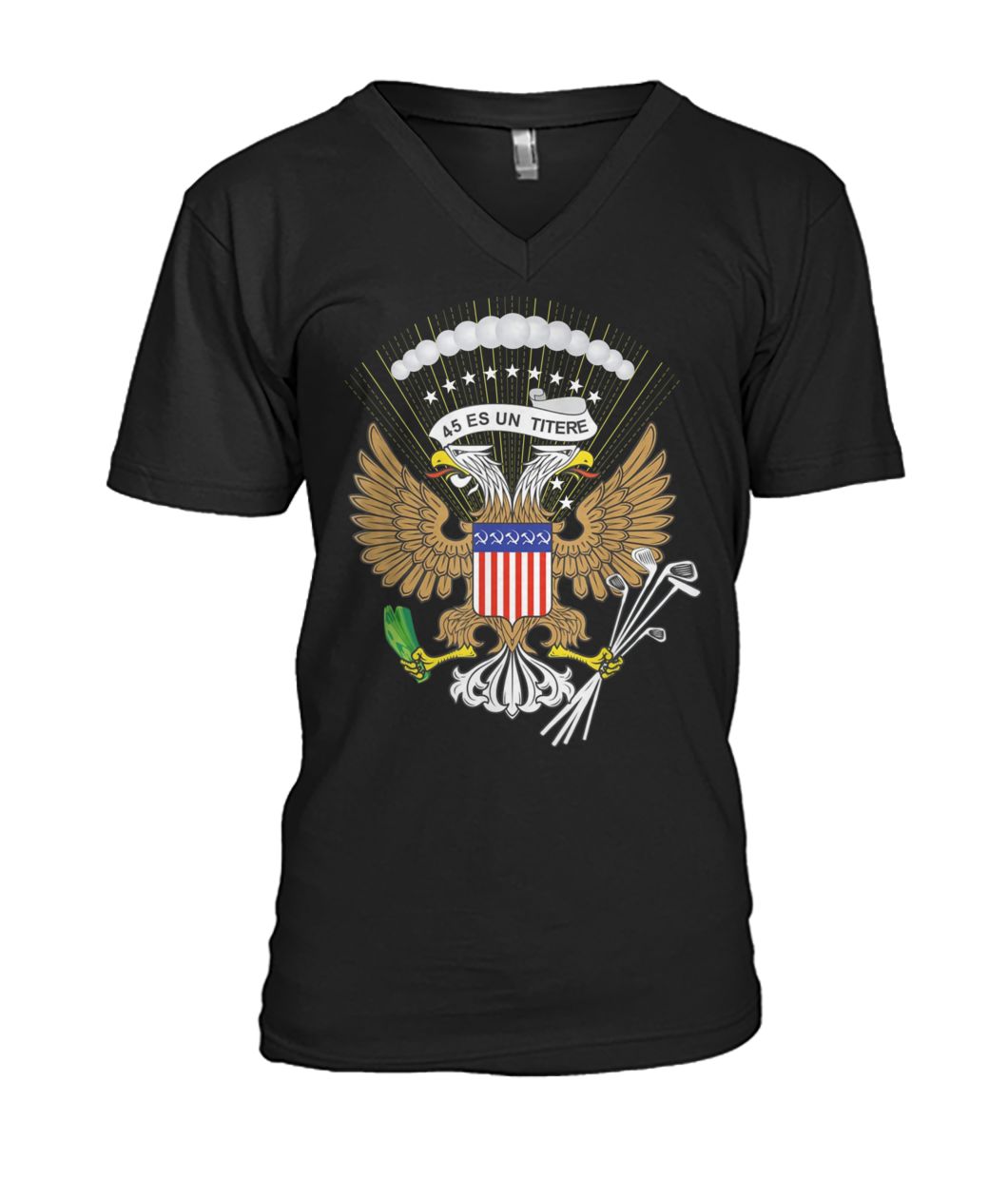Trump fake russian presidential seal 45 is a puppet political mens v-neck