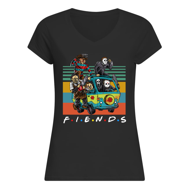 Vintage friends tv show characters horror movies women's v-neck