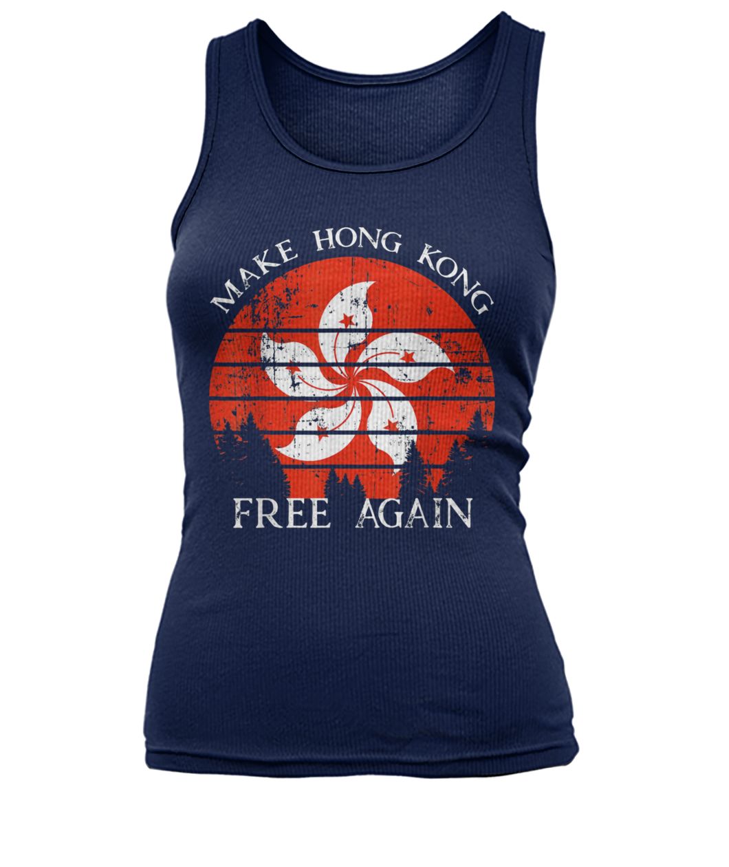Vintage hong kong china flag make HK free again women's tank top