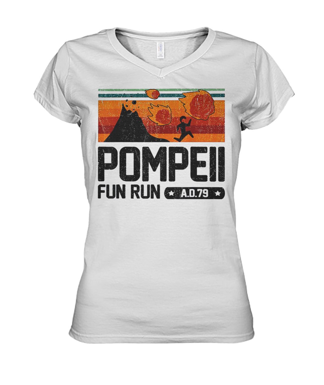 Vintage pompeii fun run AD 79 women's v-neck