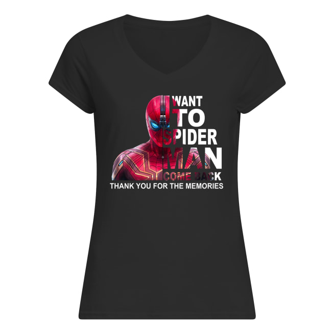 Want to spider-man come back thank you for the memories women's v-neck
