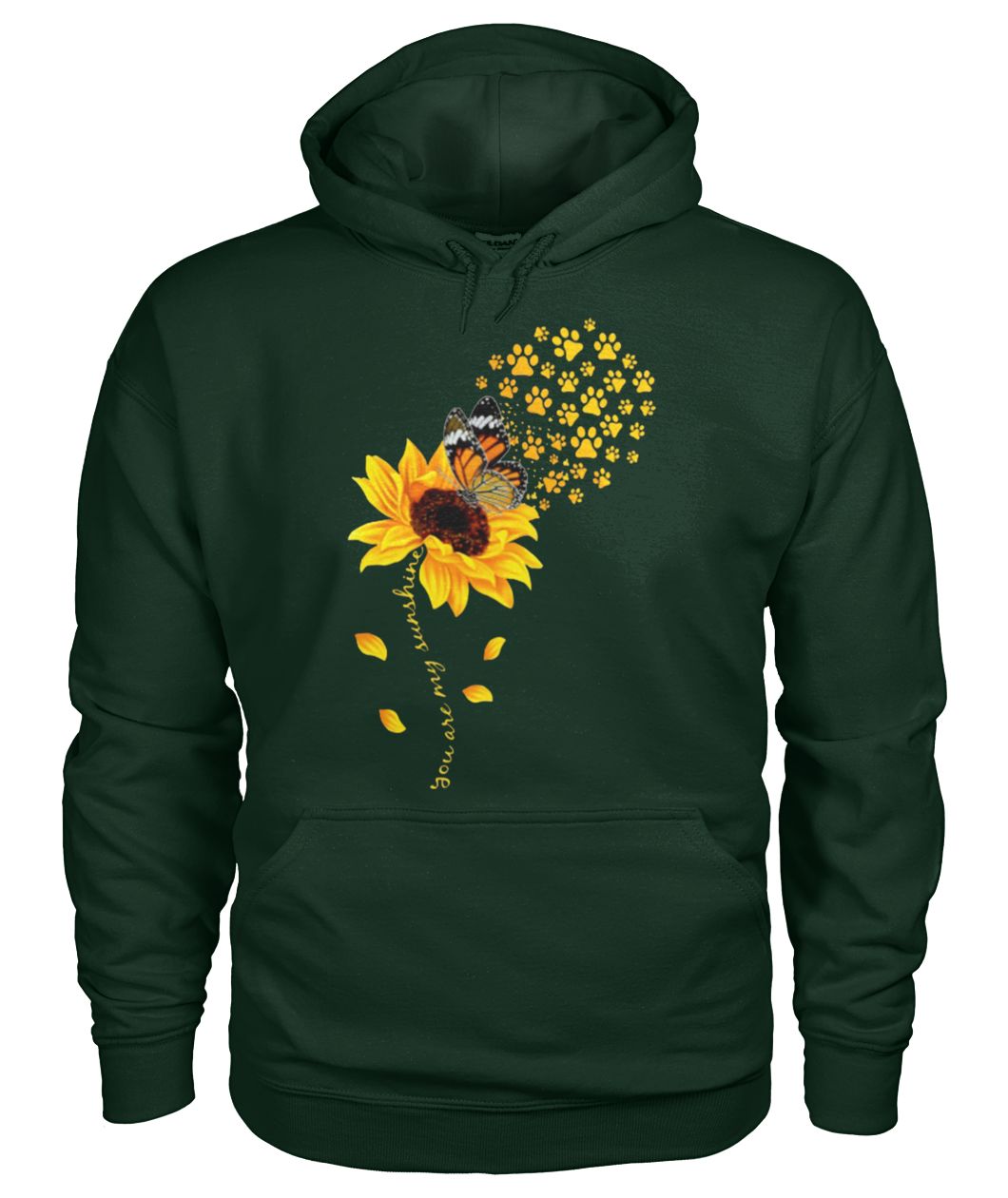 You are my sunshine dog paw sunflower gildan hoodie