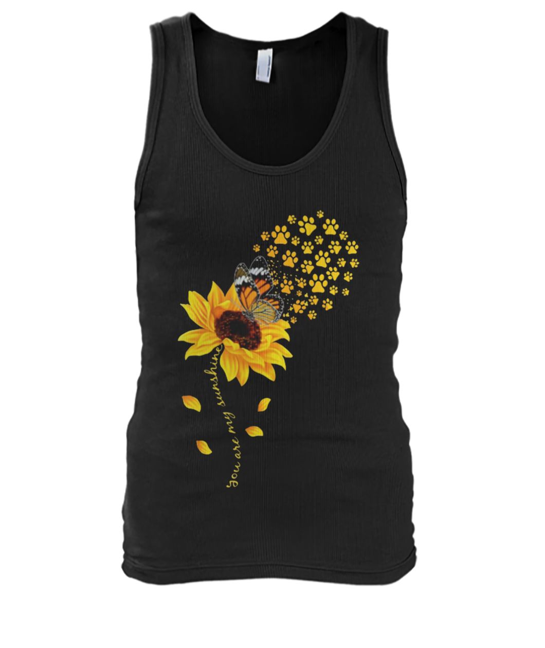 You are my sunshine dog paw sunflower men's tank top
