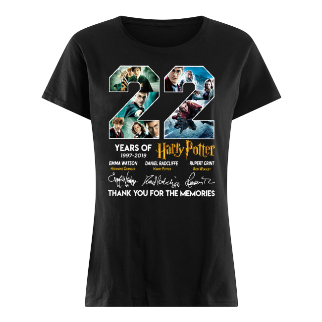 22 years of harry potter 1997-2019 thank you for the memories signatures women's shirt