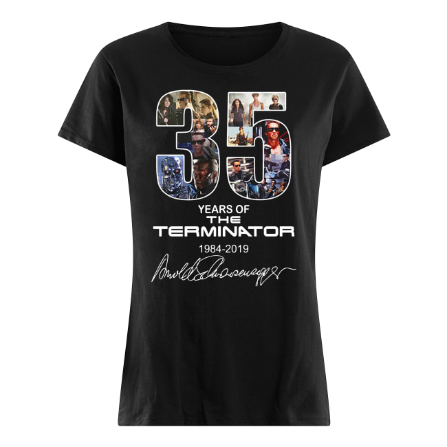 35 years of the terminator 1984-2019 signatures women's shirt