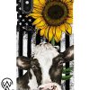 American flag sunflower cow phone case