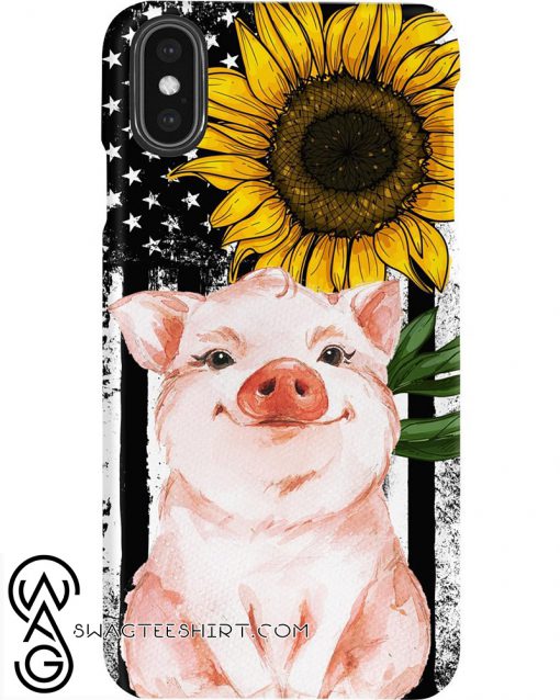 American flag sunflower pig phone case