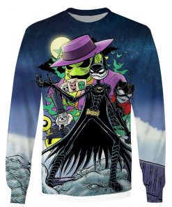 Batman and catwoman as jack and sally the nightmare before christmas 3d unisex long sleeve
