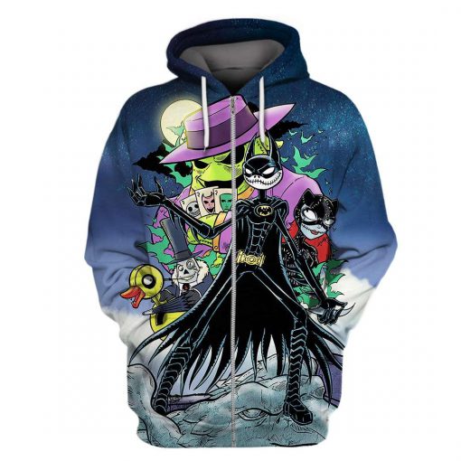 Batman and catwoman as jack and sally the nightmare before christmas 3d zip hoodie