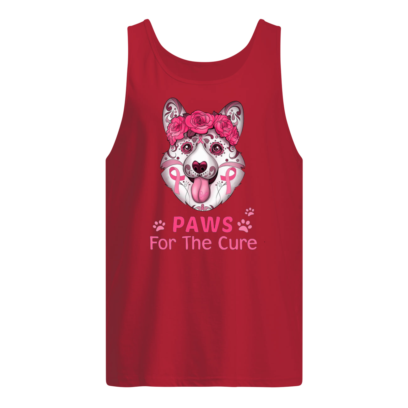 Breast cancer awareness corgi for the cure tank top