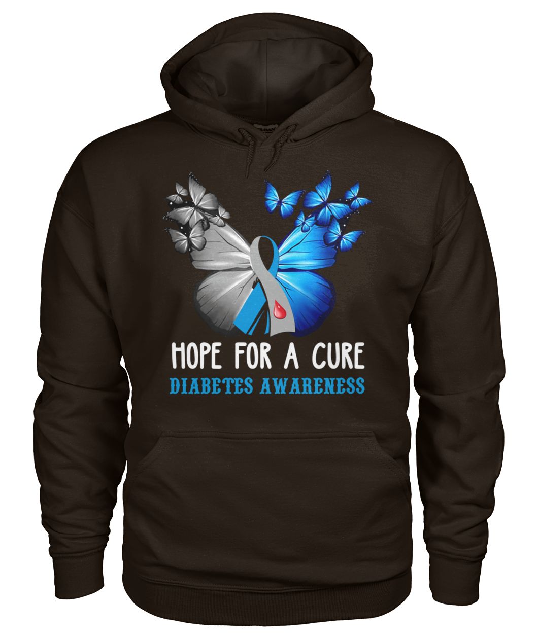 Butterfly hope for a cure diabetes awareness gildan hoodie