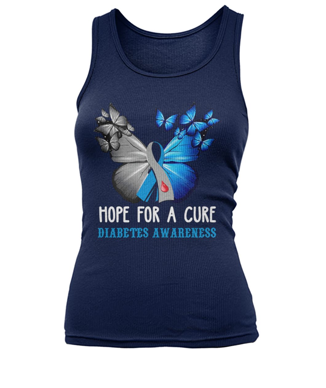 Butterfly hope for a cure diabetes awareness women's tank top
