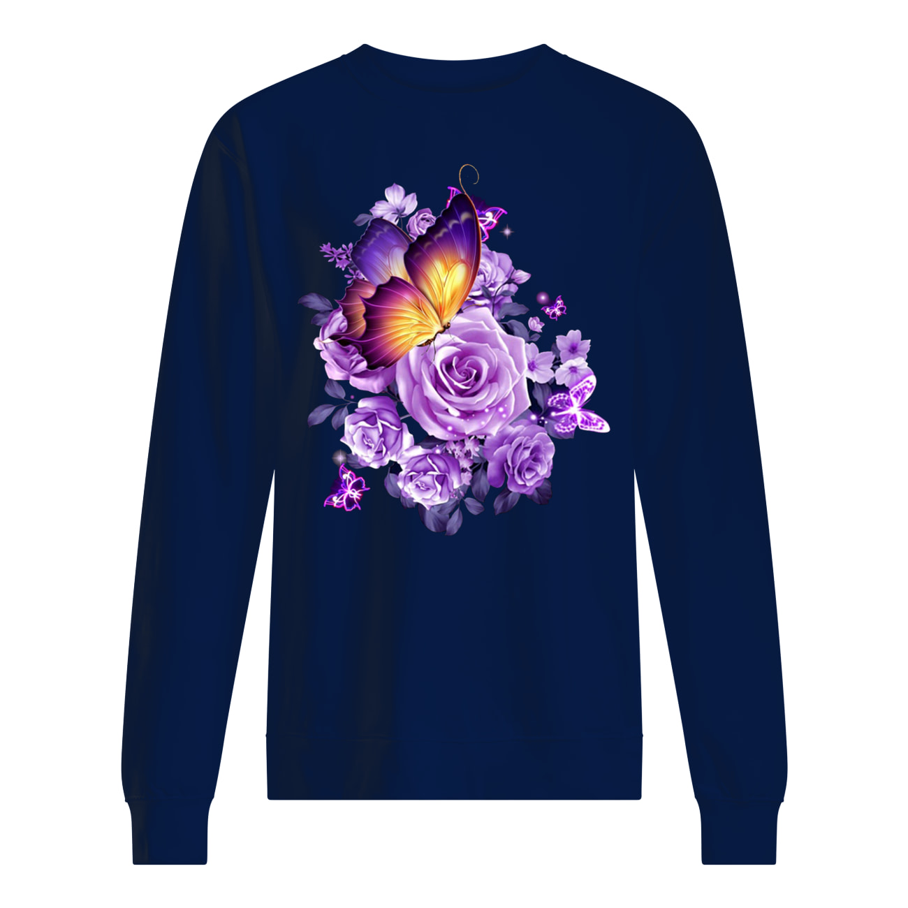 Butterfly purple flowers sweatshirt