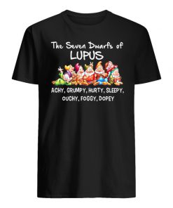 Disney cartoon the seven dwarfs of lupus achy grumpy hurty sleepy ouchy foggy dopey men's shirt