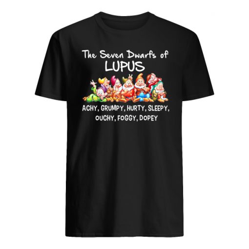 Disney cartoon the seven dwarfs of lupus achy grumpy hurty sleepy ouchy foggy dopey men's shirt