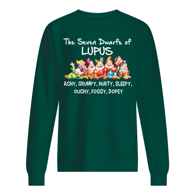 Disney cartoon the seven dwarfs of lupus achy grumpy hurty sleepy ouchy foggy dopey sweatshirt