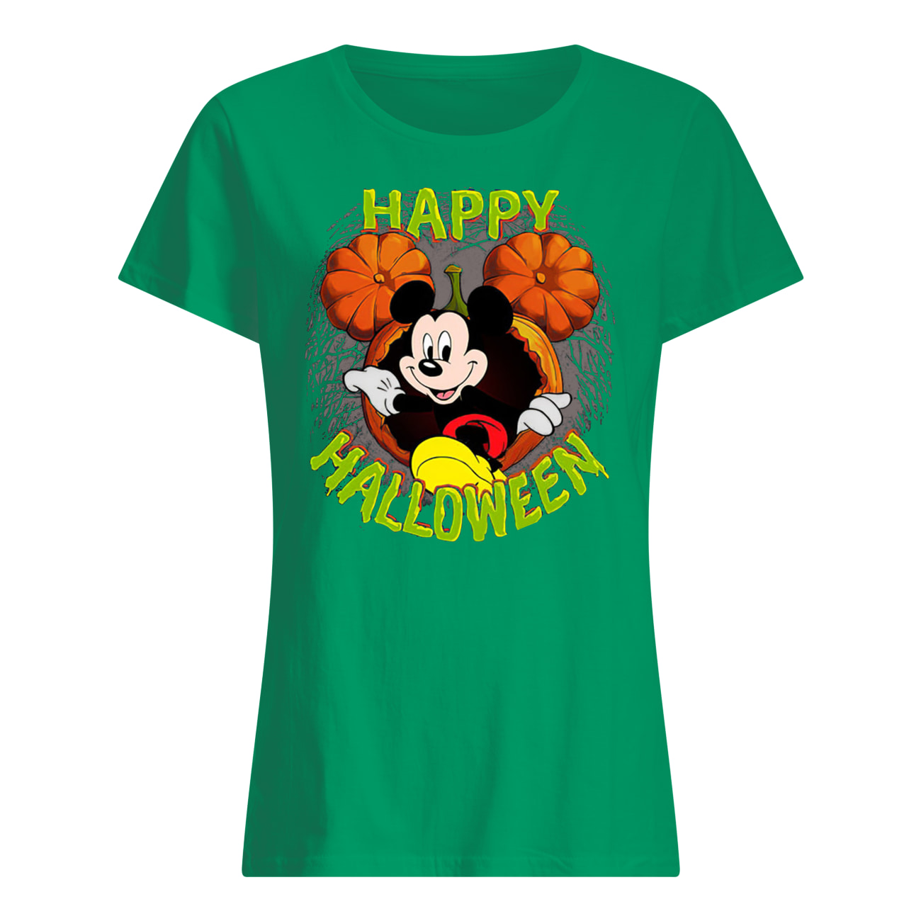 Disney mickey mouse pumpkin happy halloween women's shirt