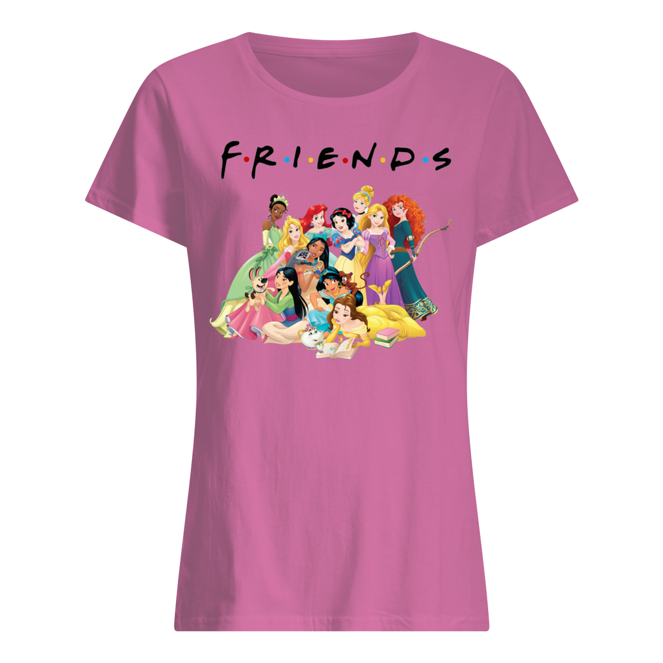 Disney princess movie friends tv show womens shirt