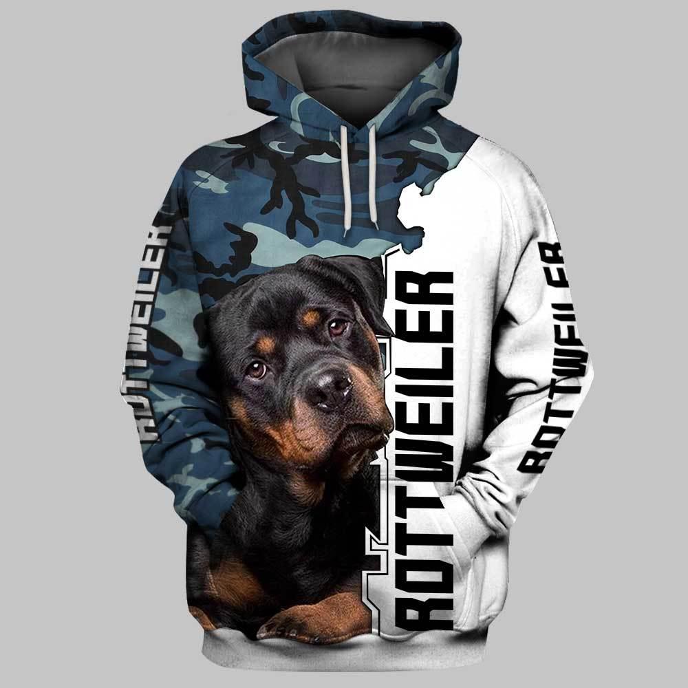 Dog rottweiler 3d hoodie - size M