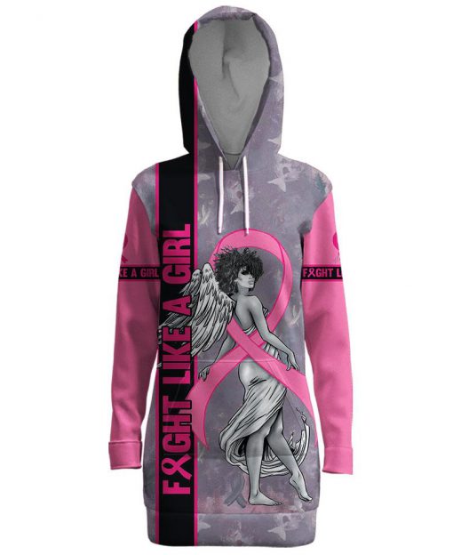Fight like a girl angel breast cancer awareness 3d hooded dress