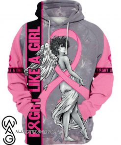 Fight like a girl angel breast cancer awareness 3d hoodie