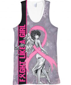Fight like a girl angel breast cancer awareness 3d tank top