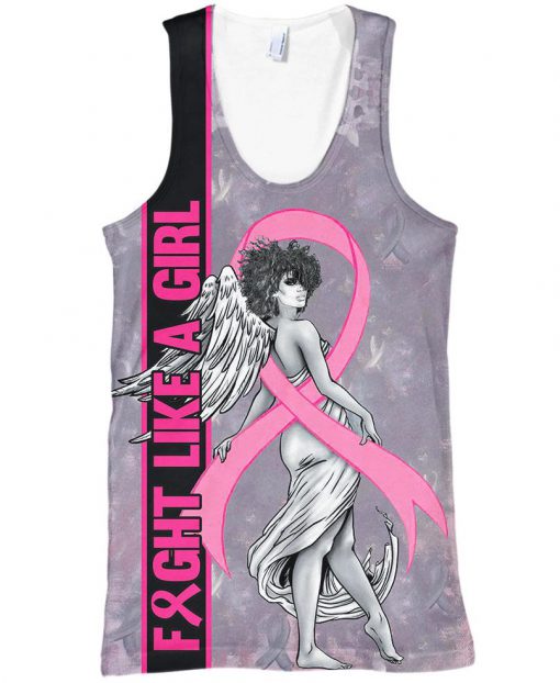 Fight like a girl angel breast cancer awareness 3d tank top