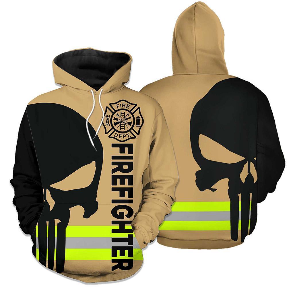 Firefighter hero skull 3d hoodie