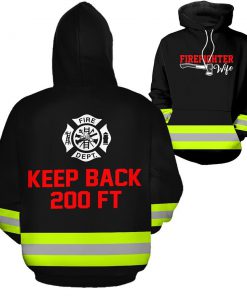 Firefighter keep back 200ft 3d hoodie - black