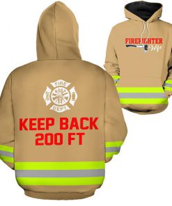 Firefighter keep back 200ft 3d hoodie - brown