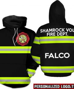 Firefighter shamrock vol fire dept falco 3d hoodie - black