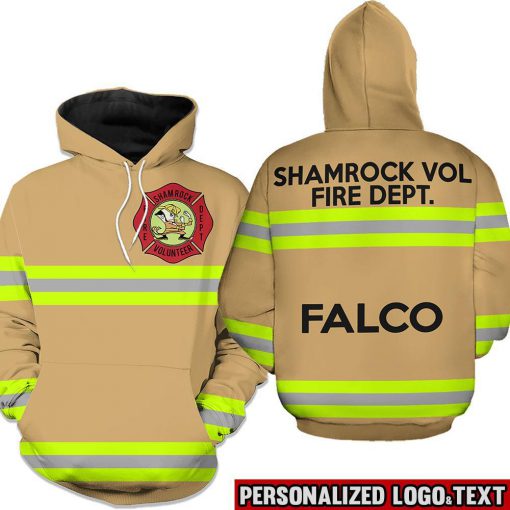 Firefighter shamrock vol fire dept falco 3d hoodie - brown