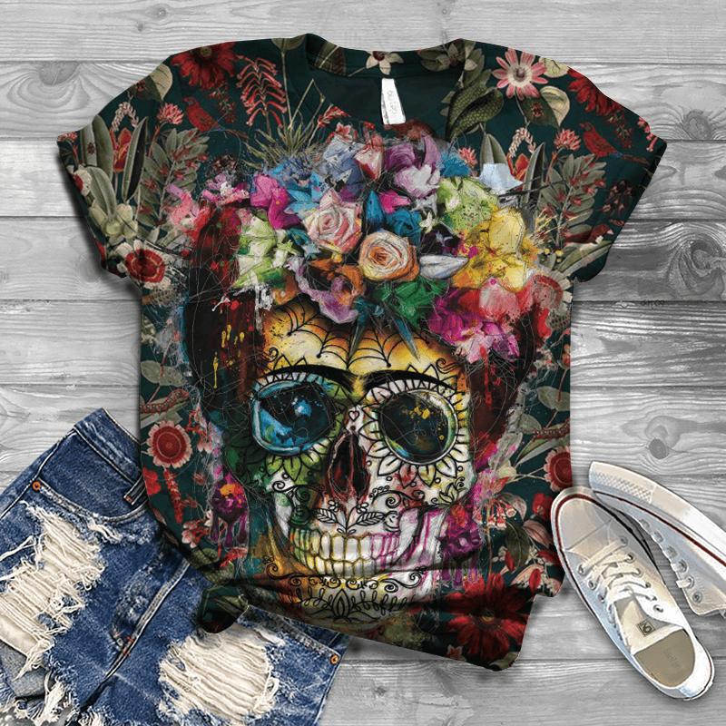 Floral sugar skull t-shirt