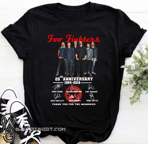Foo fighters 25th anniversary 1994-2019 signatures thank you for the memories shirt