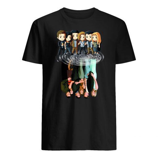 Friends tv characters chibi water reflection mens shirt