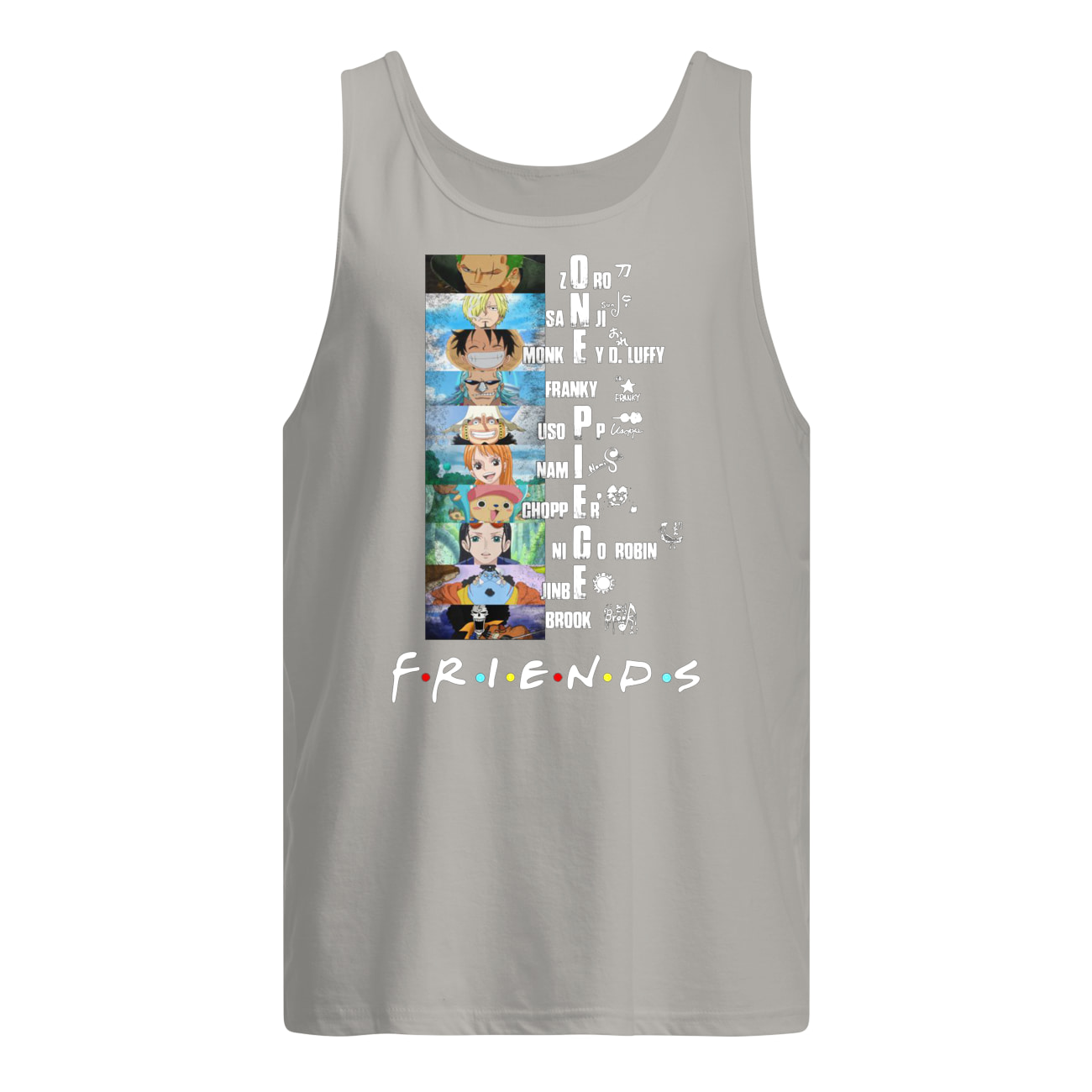 Friends tv show one piece characters signatures tank top
