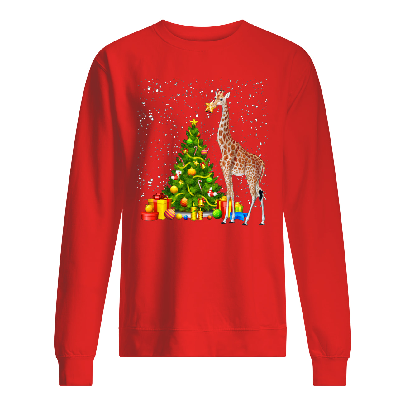 Giraffe and christmas tree sweatshirt