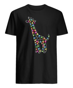 Giraffe christmas lights men's shirt
