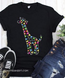 Giraffe christmas lights shirt