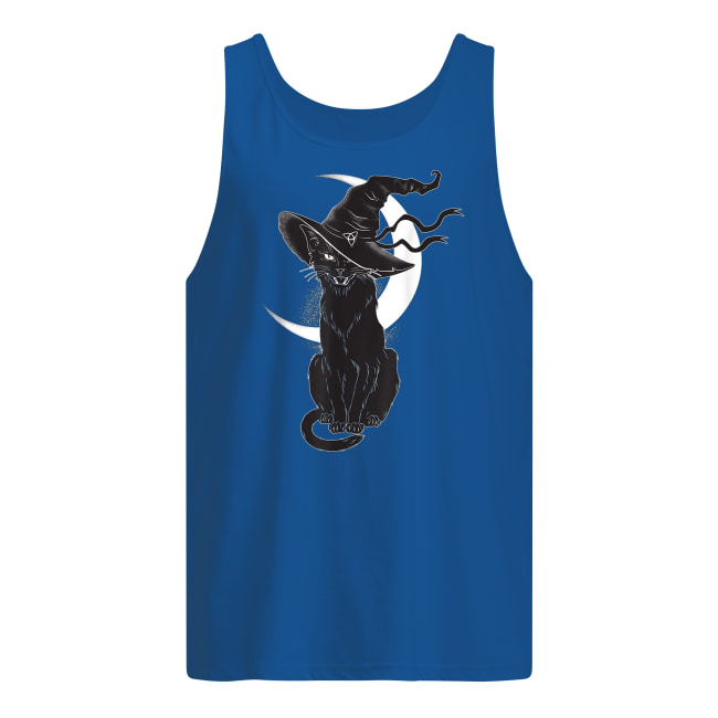 Halloween black cat costume witch hat and moon tank top