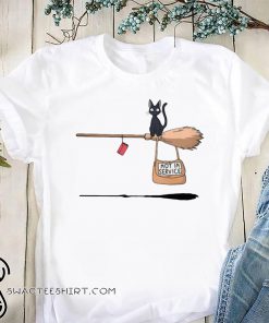 Halloween black cat on broomstick not in service shirt