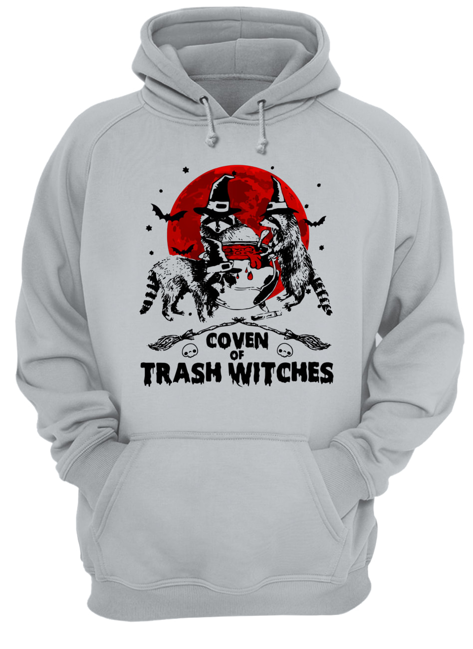 Halloween coven of trash witches raccoon hoodie