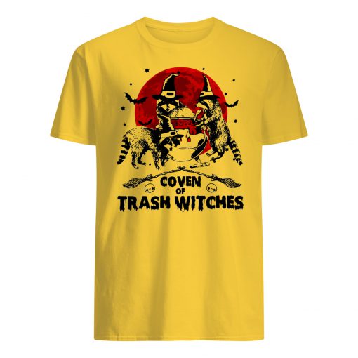 Halloween coven of trash witches raccoon mens shirt