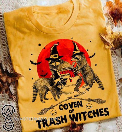 Halloween coven of trash witches raccoon shirt