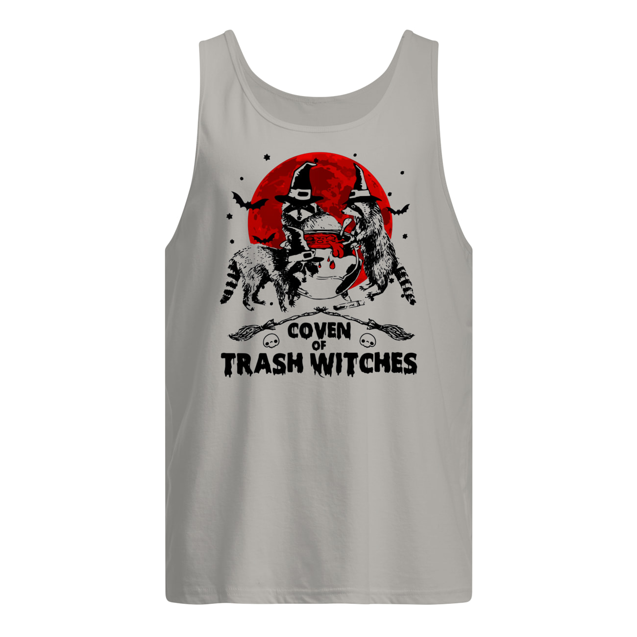 Halloween coven of trash witches raccoon tank top