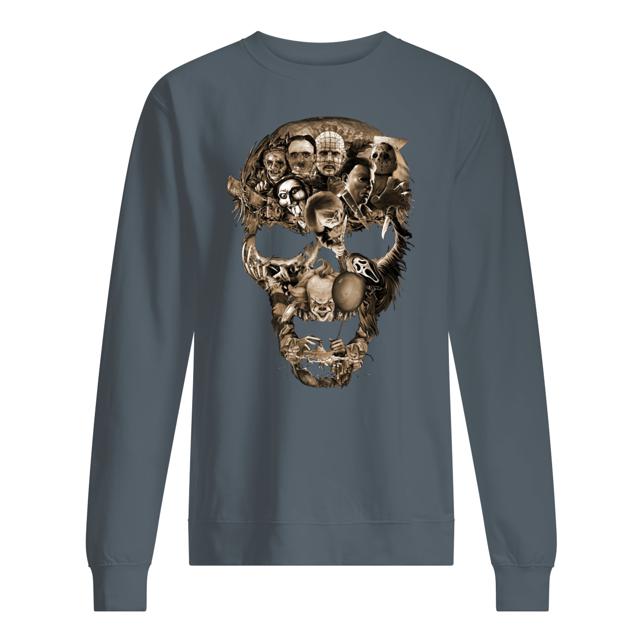 Halloween skull horror characters movie sweatshirt