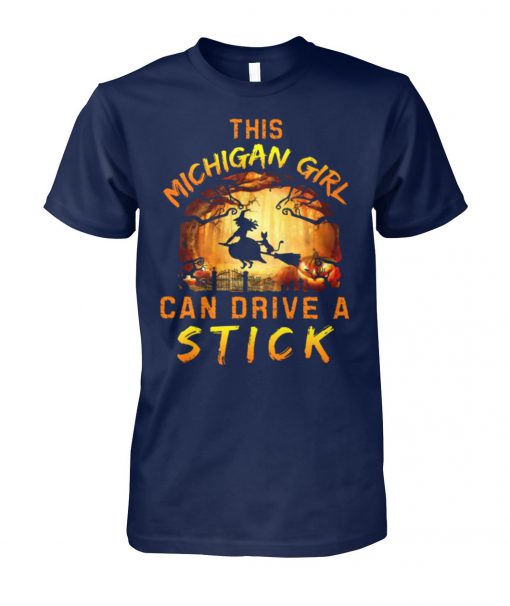 Halloween this michigan girl can drive a stick unisex cotton tee